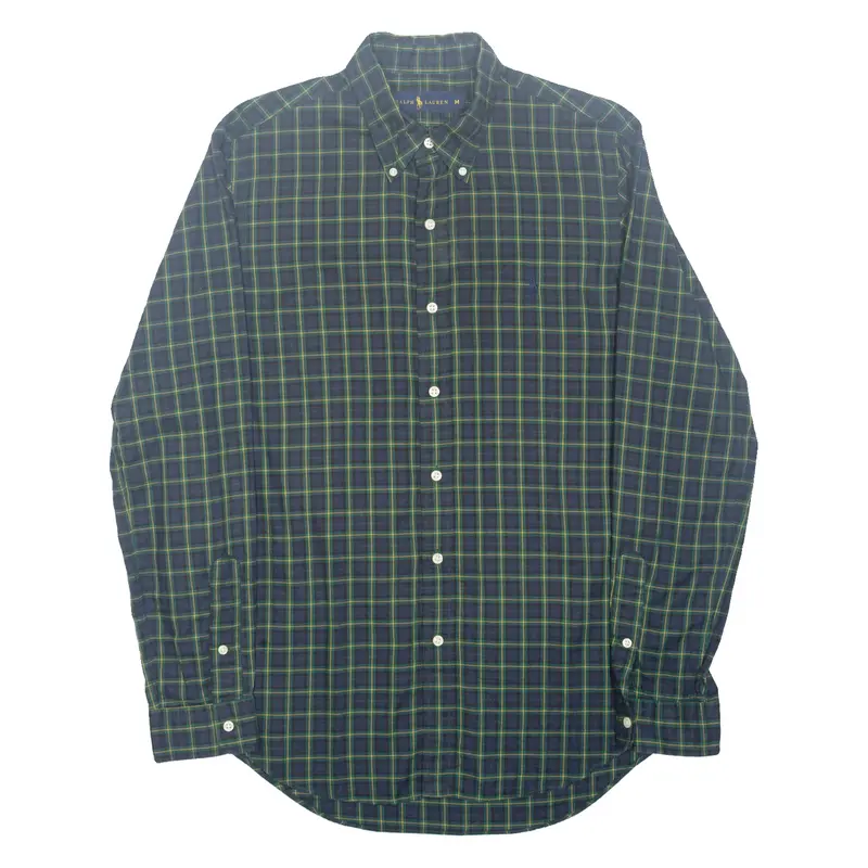 RALPH LAUREN Mens Formal Shirt Blue Check Long Sleeve M