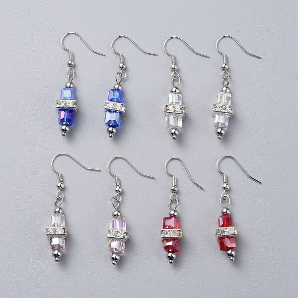 Electroplate Glass Dangle Earrings