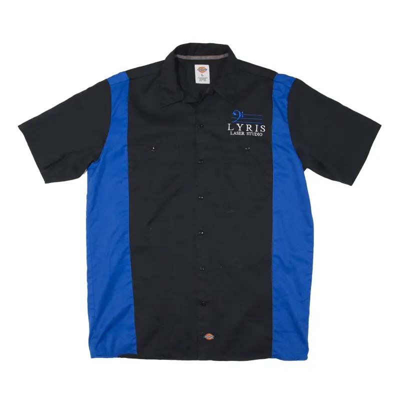 DICKIES Laser Studio Worker Shirt Black Short Sleeve Mens L