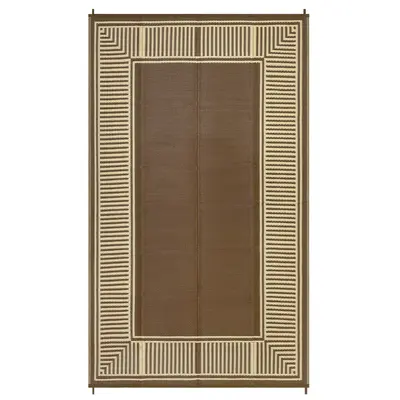 Garvee Reversible Outdoor Plastic Straw Rug - Modern Brown Coffee Striped Patio Carpet - Waterproof, Washable, Non-Slip, Coll...