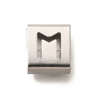 Letter Style 304 Stainless Steel Square Slide Charms