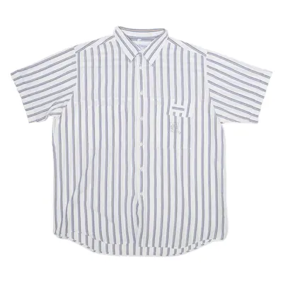 CLAY FERRY Mens Shirt Blue Striped L
