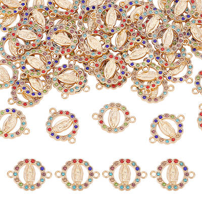 50Pcs Flat Round Alloy Connector Charms