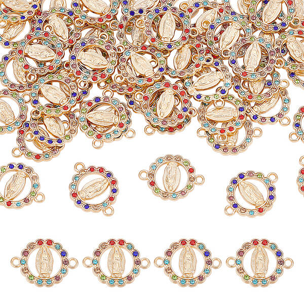 50Pcs Flat Round Alloy Connector Charms