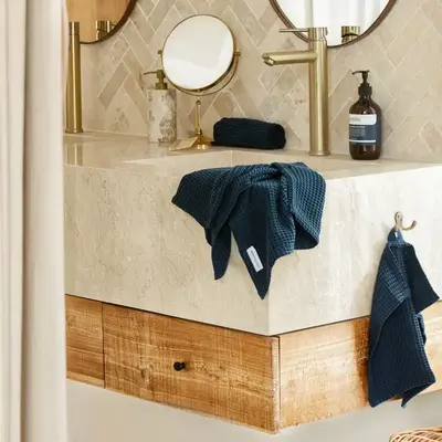 CleanBamboo® Waffle Towels | Color: Slate | Size: Hand Towel