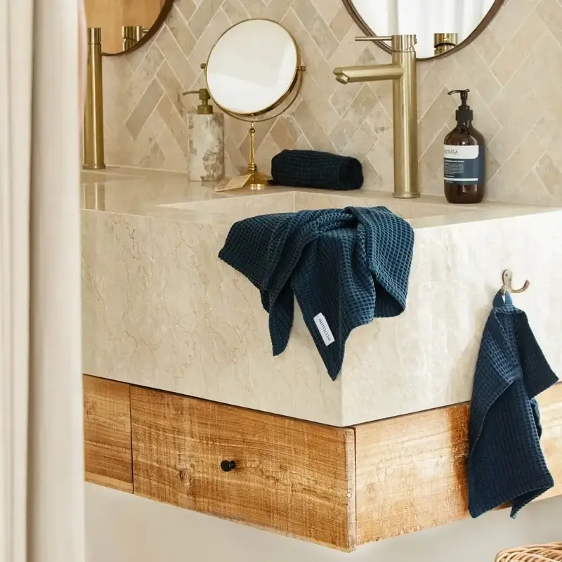 CleanBamboo® Waffle Towels | Color: Slate | Size: Hand Towel