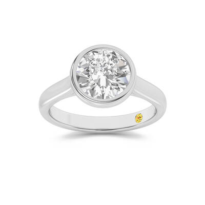 Secret Kiss Bezel Set Round Lab Grown Diamond Engagement Ring | 18K White Gold 1 1/2 CT. TW.