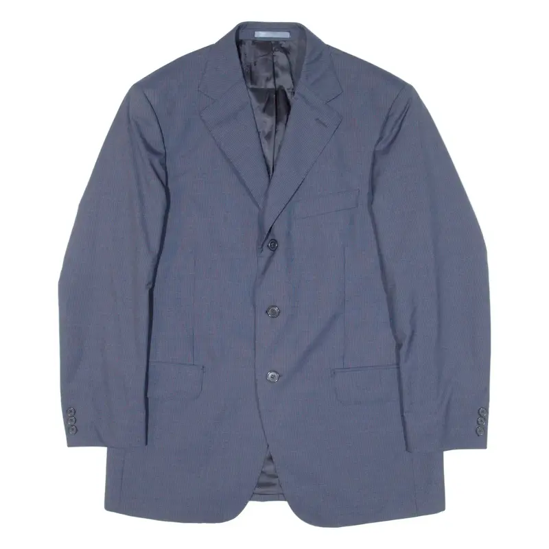 BOGGI Mens Blazer Jacket Blue Knit Wool Pinstripe M