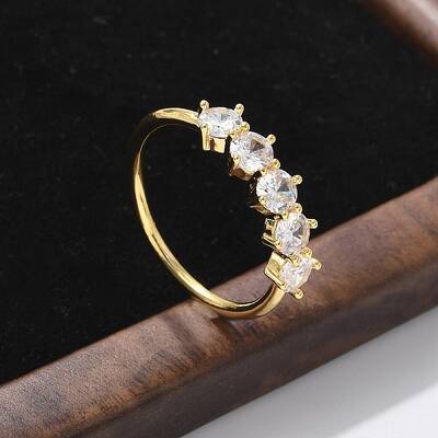 Brass Micro Pave Clear Cubic Zirconia Finger Rings
