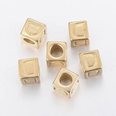 304 Stainless Steel Large Hole Letter European Beads