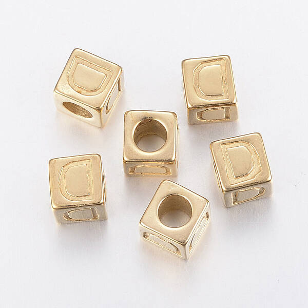 304 Stainless Steel Large Hole Letter European Beads
