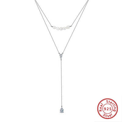 925 Sterling Silver Double Layer Necklaces