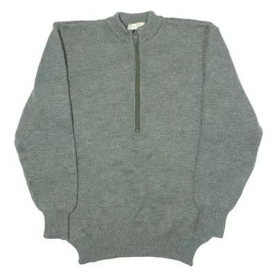 Swiss Military Mens Heavy Knit Jumper Grey 1/2 Zip Tight Knit Wool L