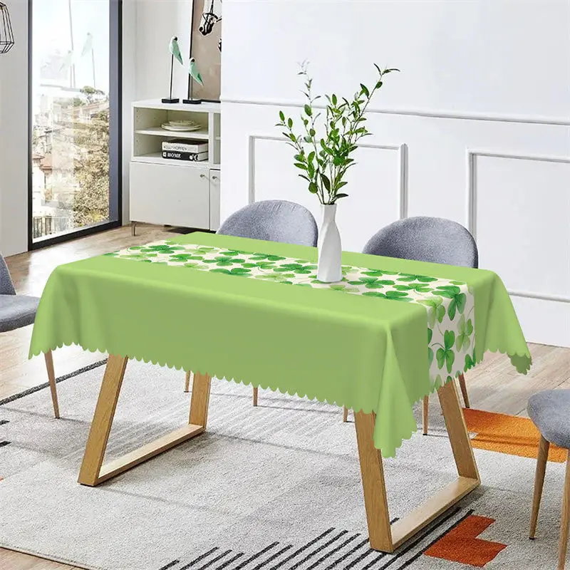 Fresh Grass Green Clover St Patricks Day Tablecloth - Aperturee