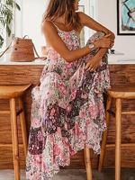 Women's Floral Print Long Dress, Boho Sleeveless A Line Dress for Beach Holiday Vacation, Slip Dress, Ladies Summer Clothes, ...