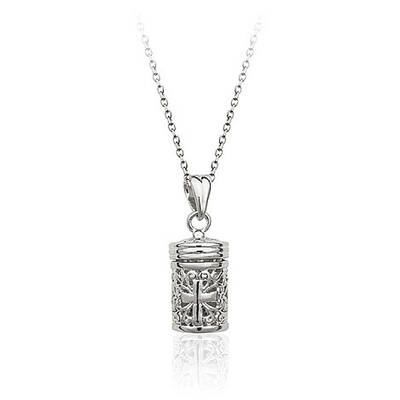 Romantic Cross Pattern Diffuser Perfume Locket Pendant Necklace