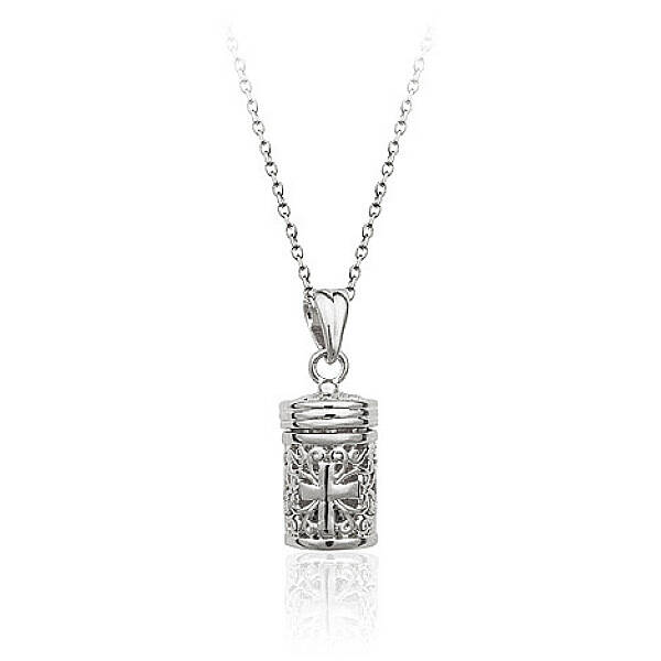 Romantic Cross Pattern Diffuser Perfume Locket Pendant Necklace