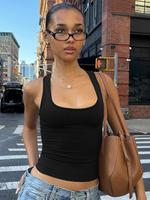 Women's Solid U Neck Tank Top, Casual Sleeveless Top for Daily Wear, Ladies Clothes for All Seasons, Womenswear
