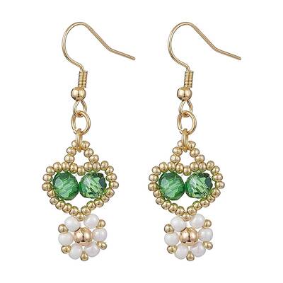 Handmade Glass Seed Beads Dangle Earrings