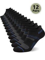 Men's 12 Pairs Stripe Print Ankle Socks, Moisture Wicking Athletic Socks, Soft Comfy Breathable Socks for Men, Men's Underwea...