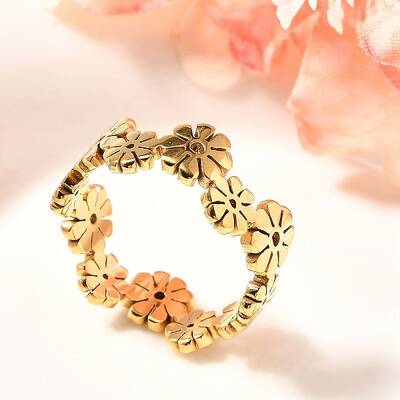 201 Stainless Steel Daisy Finger Ring for Women