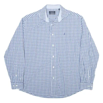 NAUTICA Shirt Blue Check Long Sleeve Mens L