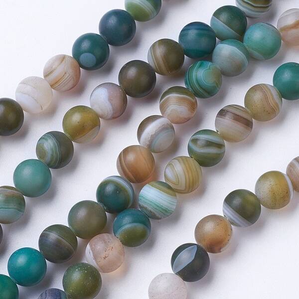 Natural Grade A Striped Agate/Banded Agate Beads Strands