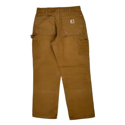 Paint Splattered Carhartt Double Knee Carpenter Trousers - 32W 30L Brown Cotton
