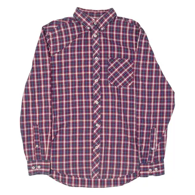 BEN SHERMAN Mens Flannel Shirt Blue Plaid Long Sleeve M