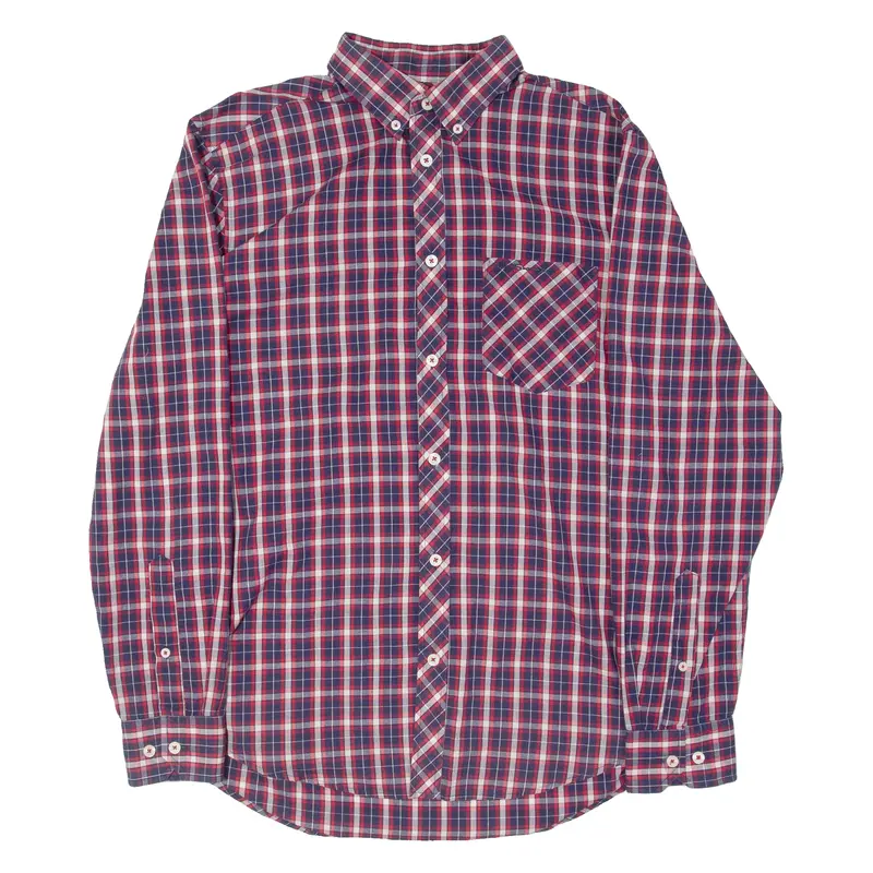 BEN SHERMAN Mens Flannel Shirt Blue Plaid Long Sleeve M