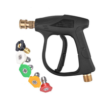 Short High Pressure Washer Gun for Summer High Power Washer Spray Gun with 5 Counts Nozzle,External Thread Connection M22 Inn...