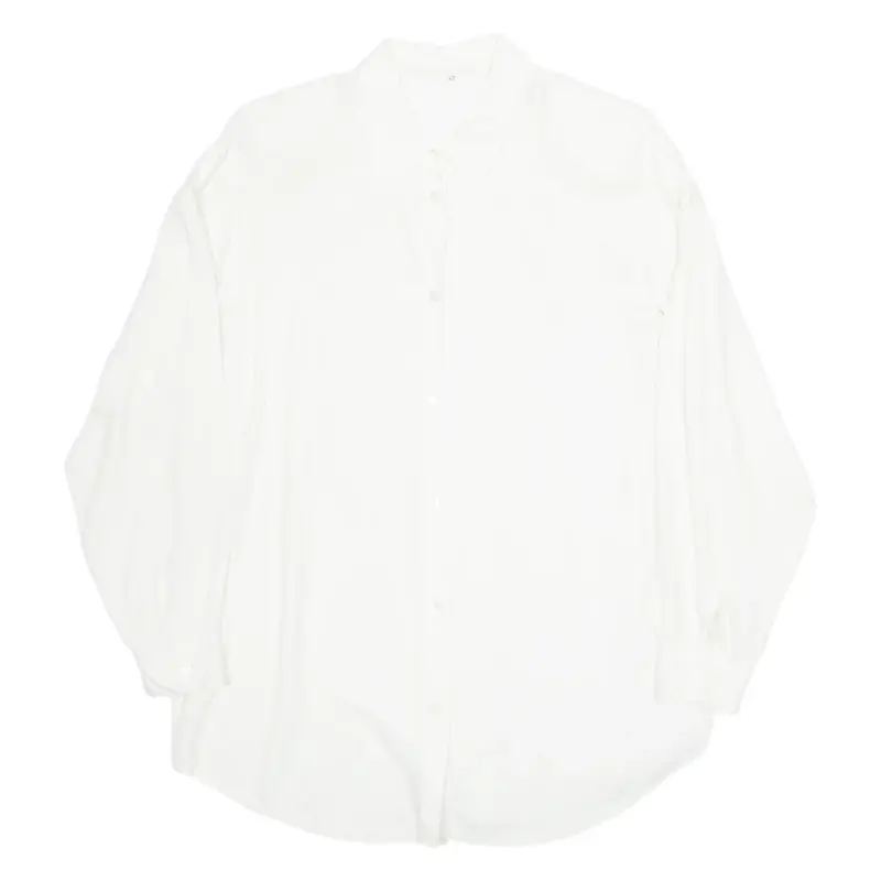 Womens Shirt White Collared Long Sleeve Viscose M