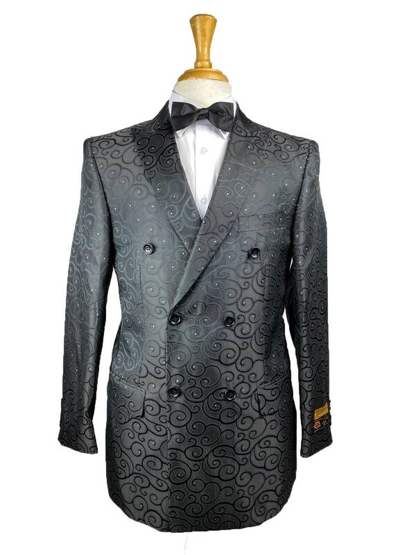 DB-Blazer Black Paisley - Mens Wholesale Suit