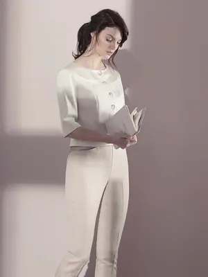 PAMPAS | Tailored High-Waisted Trousers | Colour: BIRCH | Size: XXS