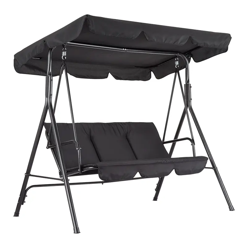 Garvee 3-Person Outdoor Patio Swing Chair with Adjustable Tilt Canopy - Convertible Hanging Glider Lounge for Porch & Backyar...