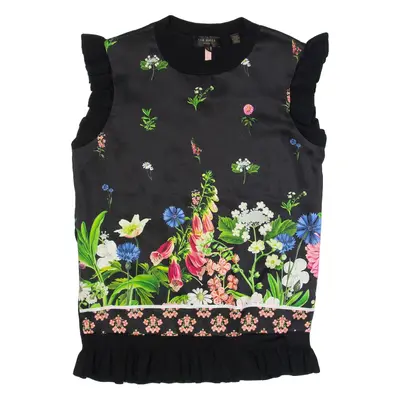 TED BAKER Womens Printed Vest Black Sleeveless Floral XS