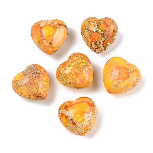Dyed Natural Imperial Jasper Heart Palm Stone