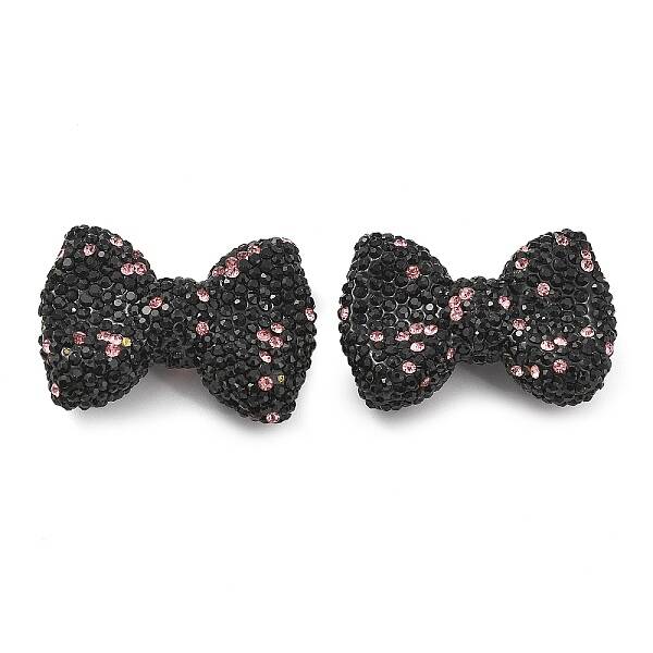 Bowknot Shape Polymer Clay Rhinestone Beads