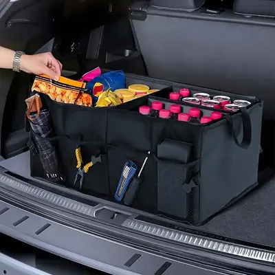 Car Trunk Storage Box, Multipurpose Foldable Trunk Storage Box, 1 Count Portable Car Trunk Organizer, Multifunctional Car Int...
