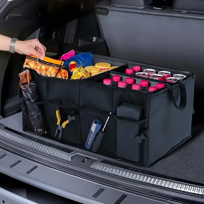 Car Trunk Storage Box, Multipurpose Foldable Trunk Storage Box, 1 Count Portable Car Trunk Organizer, Multifunctional Car Int...