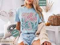 Comfort Colors Boho Daisy Flower Tee Shirt Boho Tee Casual Beach Summer Graphic Crew Neck Half Sleeve Unisex Fit Wildflower S...