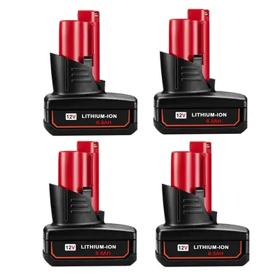JYJZPB 4 Pack 6.5Ah 12V Battery Compatible for Milwaukee ΛΛ12 Battery 48-11-2401 48-11-2412 48-11-2411 48-11-2420 48-11-241...