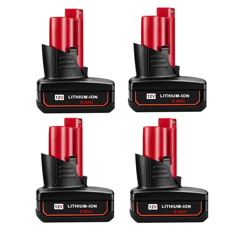 JYJZPB 4 Pack 6.5Ah 12V Battery Compatible for Milwaukee ΛΛ12 Battery 48-11-2401 48-11-2412 48-11-2411 48-11-2420 48-11-241...