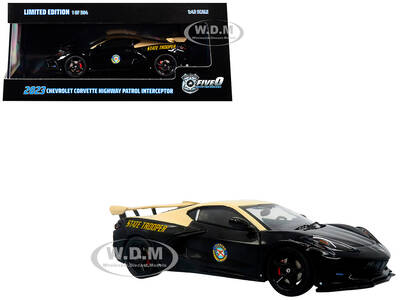 2023 Chevrolet Corvette C8 Stingray Police Interceptor Florida Highway Patrol (FHP) Black with Cream Top 1/43 Diecast Model...