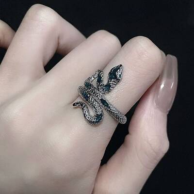Alloy Enamel Snake Wrap Cuff Rings