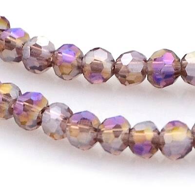 AB Color Plated Glass Faceted(32 Facets) Round Beads Strands