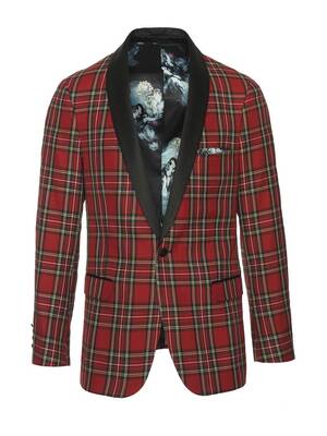 Mens Red Tartan Dinner Jacket
