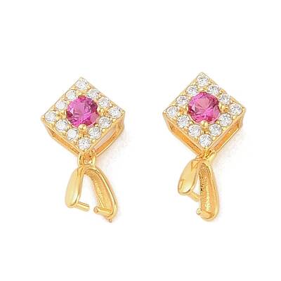 925 Sterling Silver Micro Pave Cubic Zirconia Peg Bails Pendants