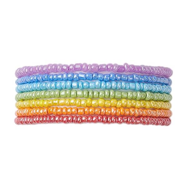 7 PCS Rainbow Style Glass Seed Beads Bracelets for Women