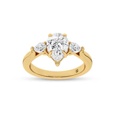 Bruges Three Stone Pear Shape Lab Grown Diamond Engagement Ring | 10K Yellow Gold 4 1/5 CT. TW.